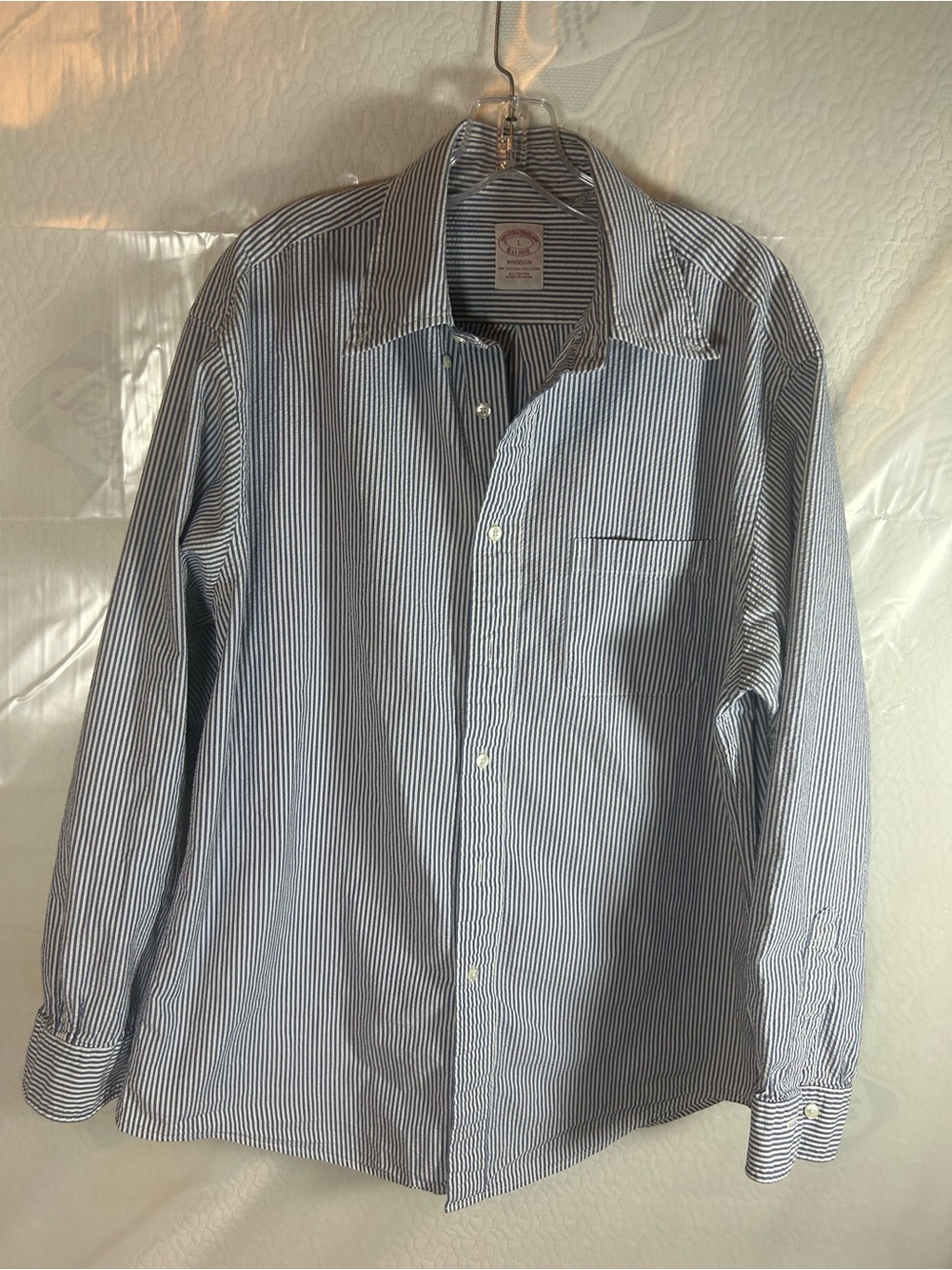 Brooks Brothers Blue and White Striped Dress Shirt
